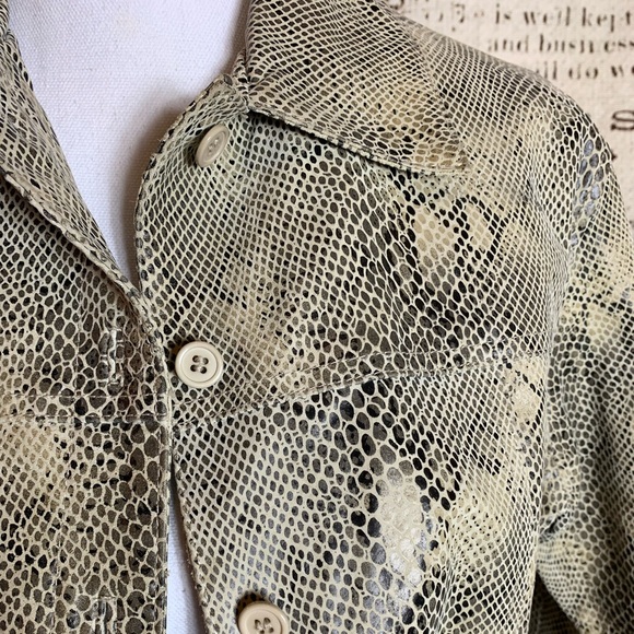 Leather Snakeskin Button Down Blouse Top Biker - Picture 5 of 9